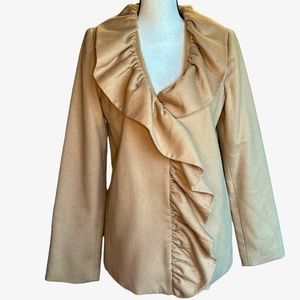 Milly Wool Blend Tan Ruffled Jacket Sz 6‎